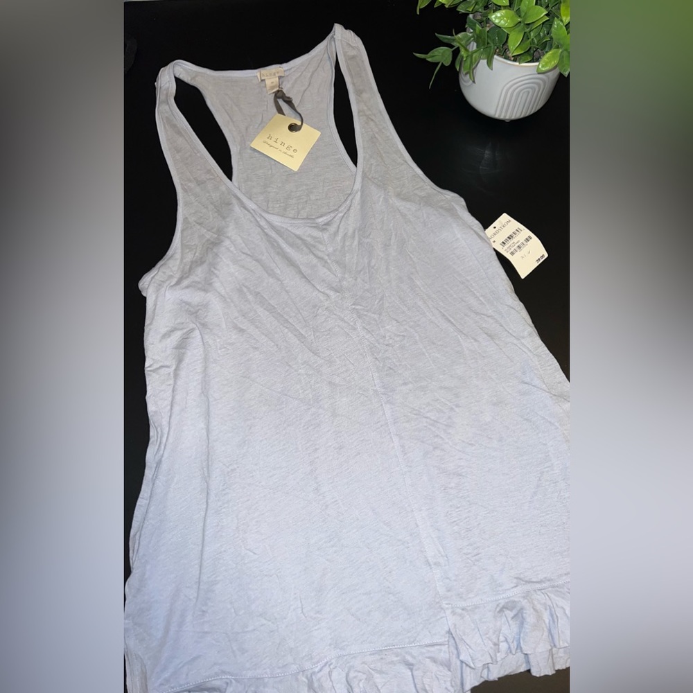 Hinge for Nordstrom Blue Long tank top with ruffle at the bottom size Medium NWT